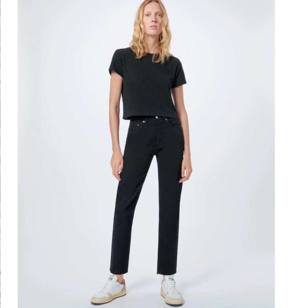 RE/DONE Comfort Stretch High Rise Stovepipe in Jet Black Size 26